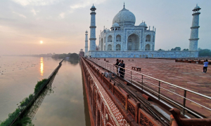 India: Floodwaters Reach Taj Mahal Walls