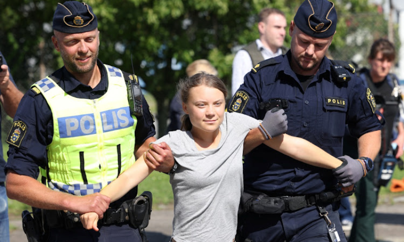 Police Remove Climate Activist Greta Thunberg from Protest