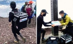 Mount Fuji, Pizza, Climber, Deliver, Pizza