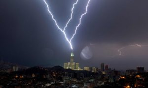 Makkah, Thunderstorm, rain, man