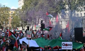 Rally, UK, Palestinian, Gaza, Israeli, Middle East, London, Manchester, Edinburgh, BBC News, Al-Aqsa, Flag