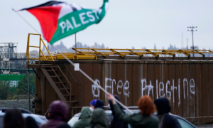 Protesters Stress for Gaza Ceasefire, Block Road at US Tacoma Port