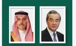 Saudi Foreign Minister, Chinese Top Diplomat, RIYADH, Kingdom of Saudi Arabia, KSA, Minister of Foreign Affairs Prince Faisal bin Farhan bin Abdullah, Chinese top diplomat Wang Yi, Gaza,