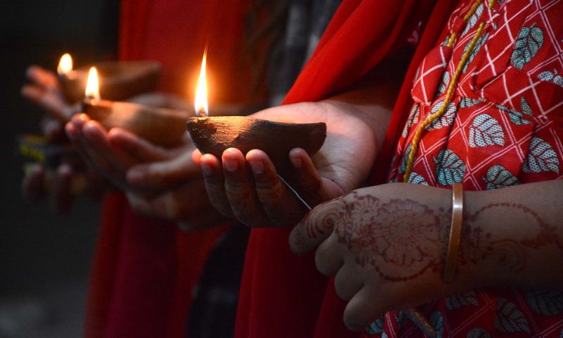 Diwali, Hindu Community, Rawalpindi, Ceremony, Chaklala Mandir, Temple, Festivities, Sweets, Meals, Lamps,