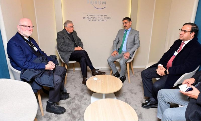 Pakistan, Prime Minister Anwaar-ul-Haq Kakar, Bill Gates, Bill and Melinda Gates Foundation, Davos, World Economic Forum,