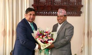 Pakistan's Ambassador, Nepal, Abrar H. Hashmi, Nepal's Deputy Prime Minister, Narayan Kaji Shreshtha,