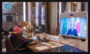 Saudi Crown Prince Japanese Prime Minister Hold Video Meeting 1