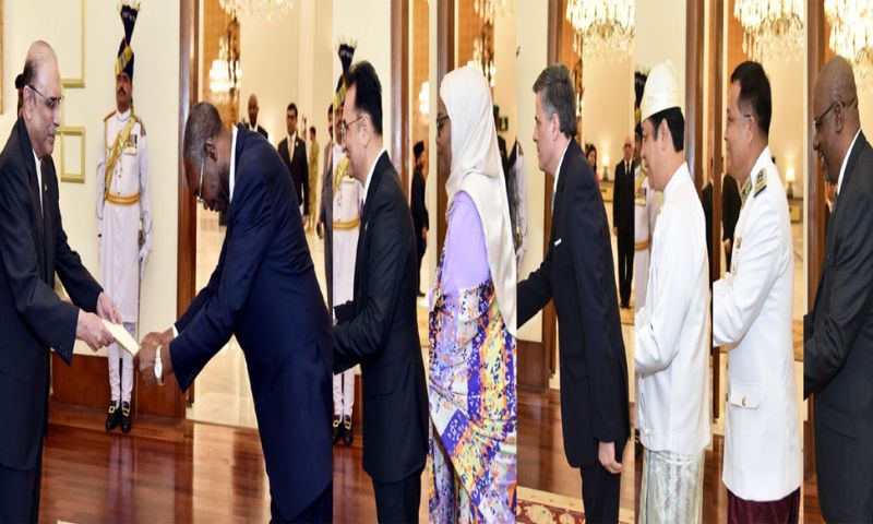 Zimbabwe, Tajikistan, Rwanda, Argentina, Myanmar, Cambodia, Botswana, diplomatic credentials, President Asif Ali Zardari, Aiwan-e-Sadr,