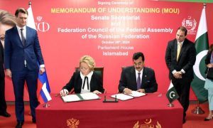 Pakistan, Russia, memorandum of understanding, MoU, parliamentary cooperation, Parliament House, Senate Chairman, Yousuf Raza Gilani, Valentina Matvienko, SCO,