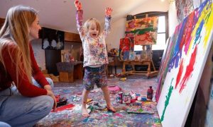 Three-year-old Laurent Schwarz may still be wearing nappies but his paintings have earned him social media fame and the nickname of Germany's "mini-Picasso".