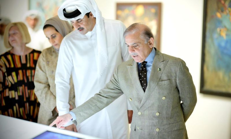 Prime Minister Shehbaz Sharif, Qatar Amir, Sheikh Tamim bin Hamad Al-Thani, Manzar Art Gallery, Qatar Museum, Doha,